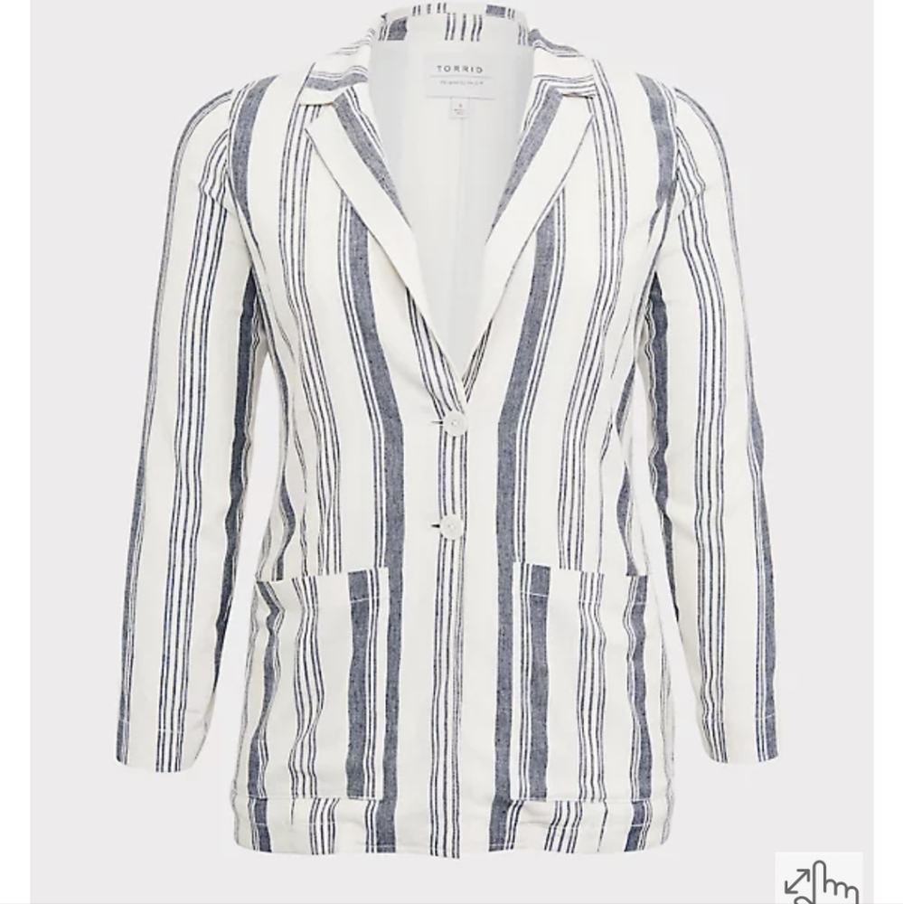 CREAM & BLACK STRIPE LINEN BLAZER